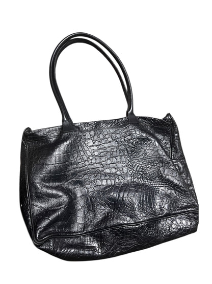 Black Croc Leather Shoulder Bag #11997