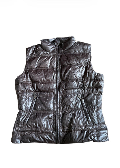 Add 2000s Brown Glossy Puffer Vest