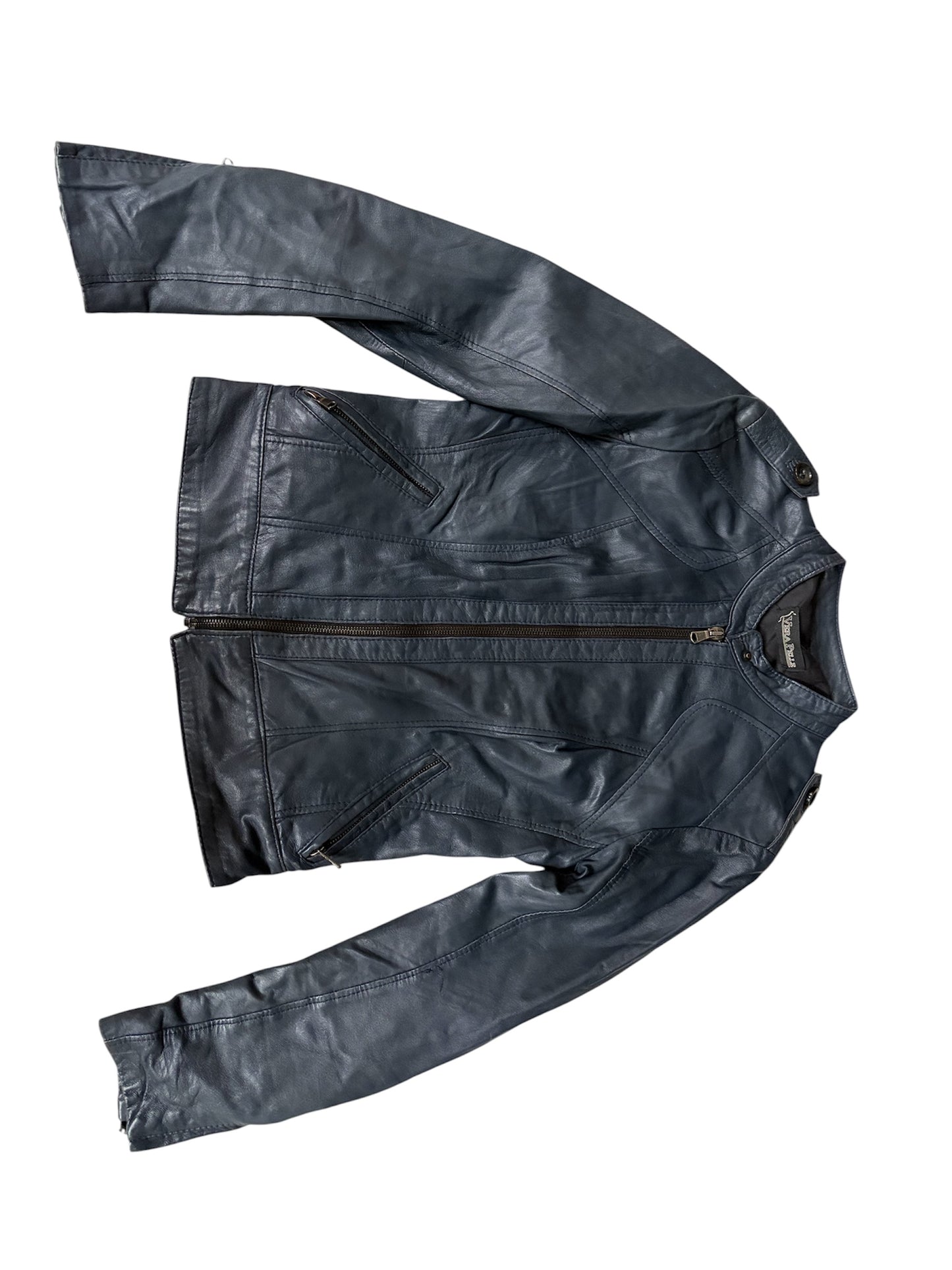 Panelled Leather Biker Jacket #13177