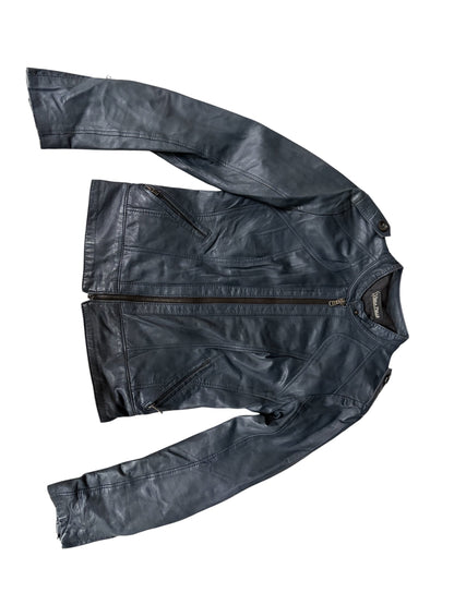 Panelled Leather Biker Jacket #13177