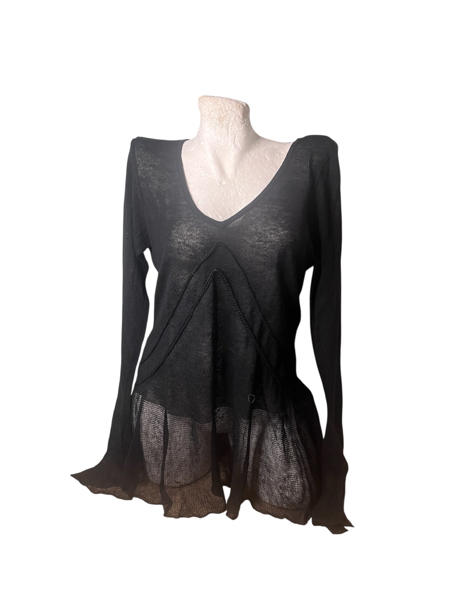 St. Martins Sheer Black Knit Tunic #11597