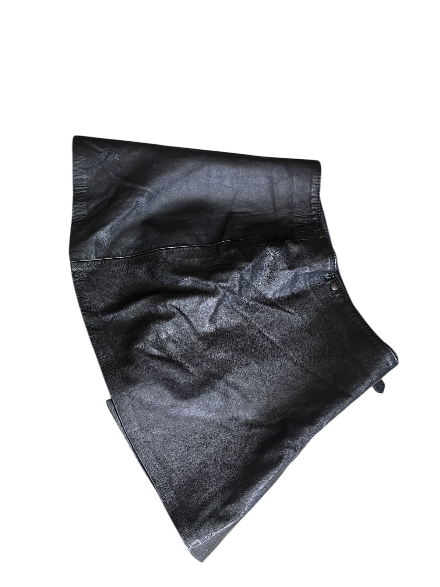 Black Asymmetric Leather Mini Skirt – Belted Detail #12166