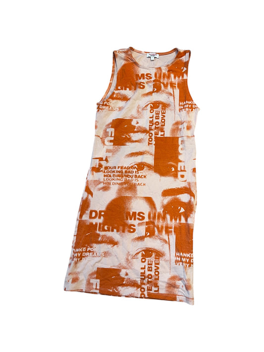 Graphic Open Back Cotton Dress #7344