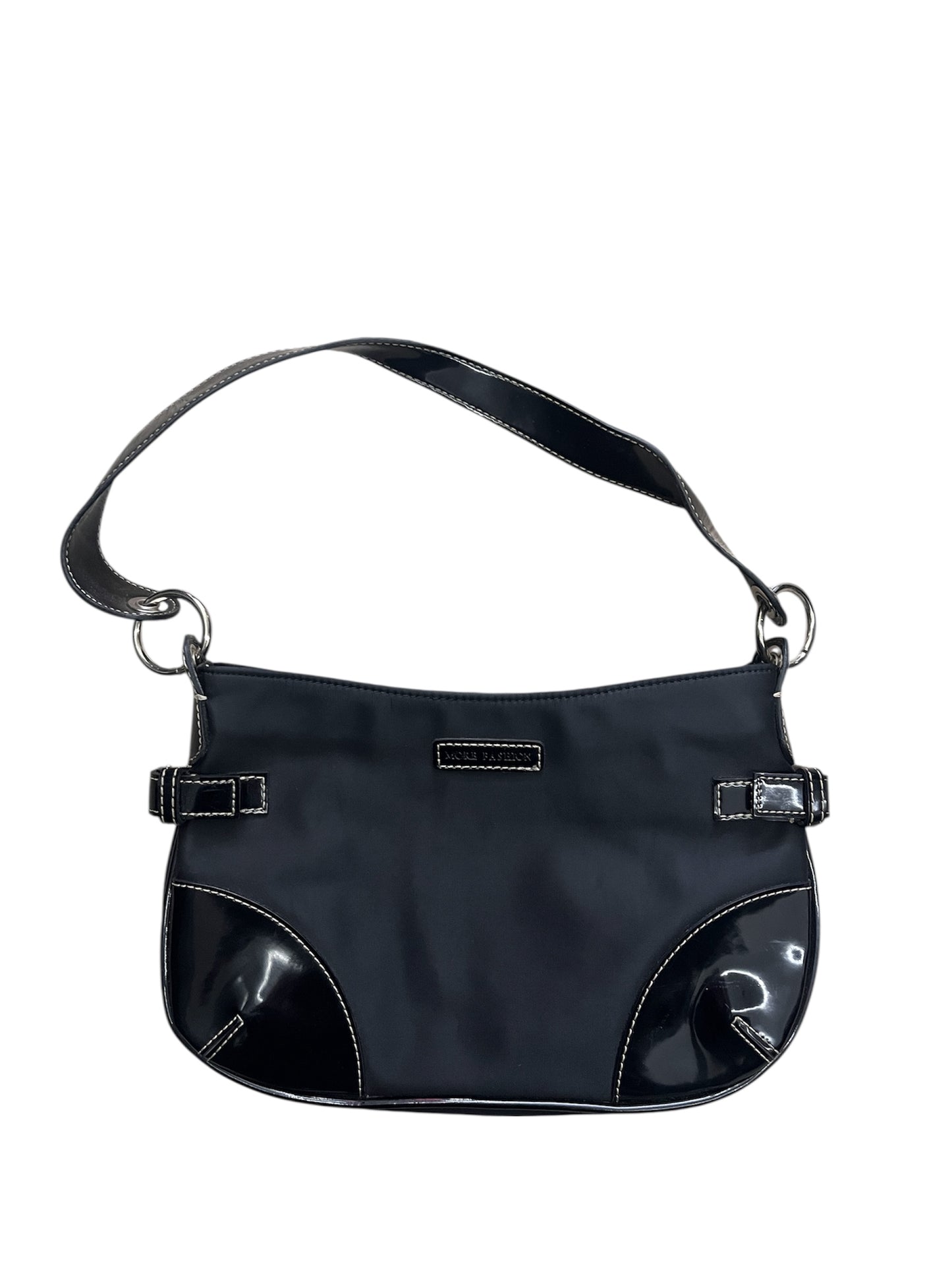 Y2K Black Shoulder Bag with Glossy Panels #11305