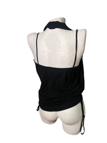 Black Draped Halter Top in Soft Rayon #11970