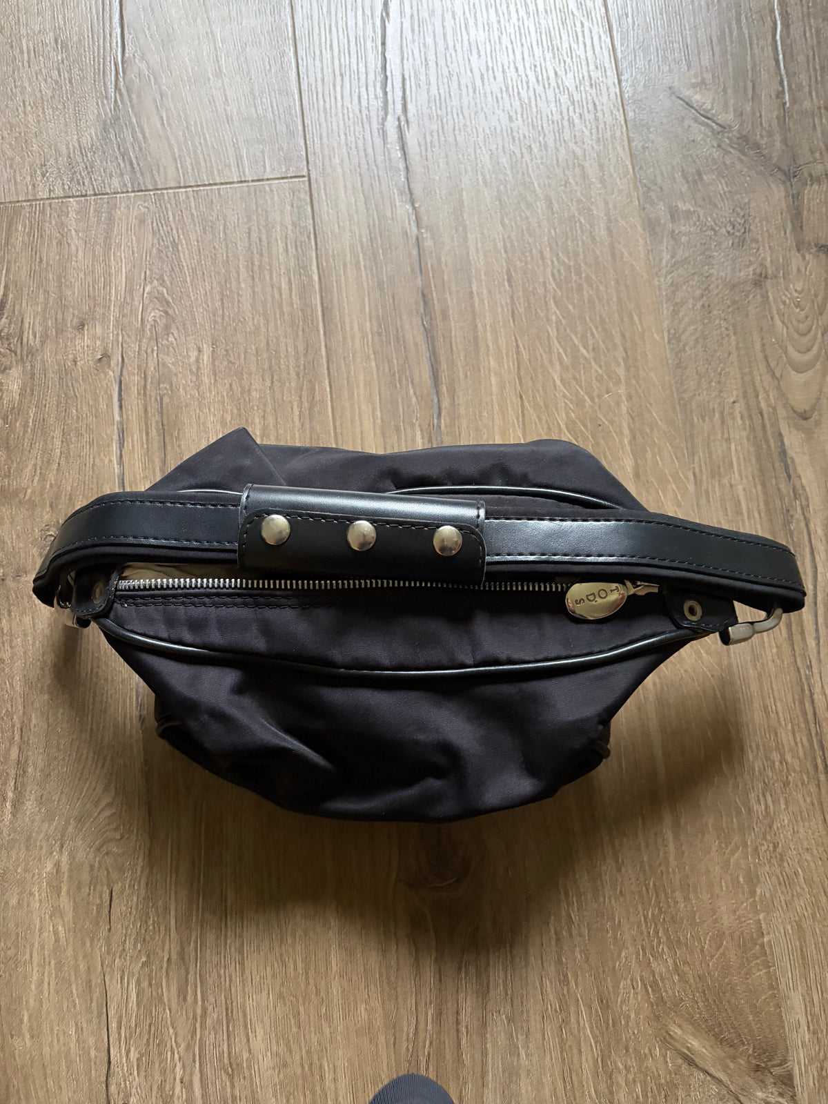 Tod’s Black Nylon Shoulder Bag with Leather Trim #13564