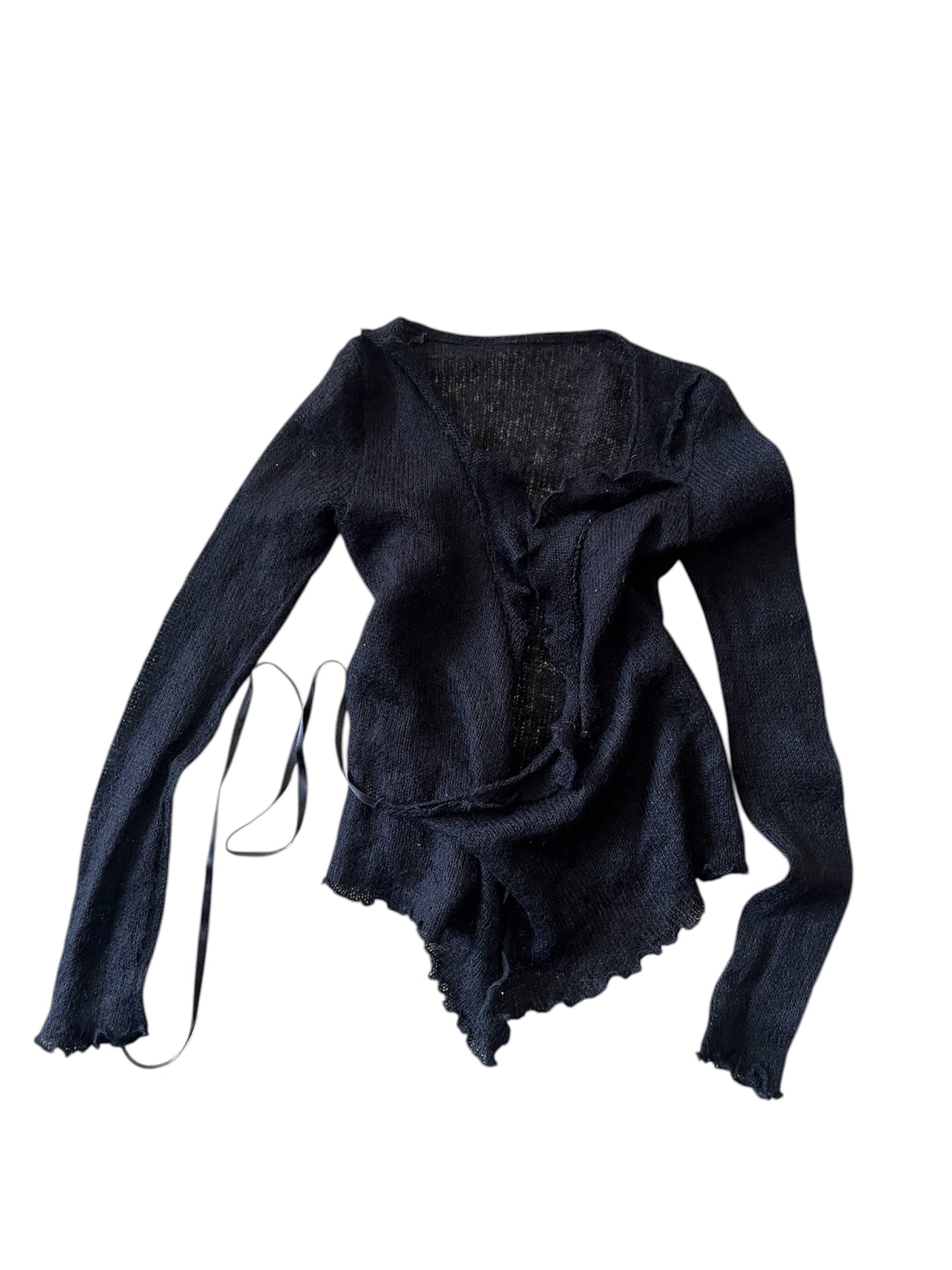 Mohair & Wool Sheer Wrap Knit Top #12059