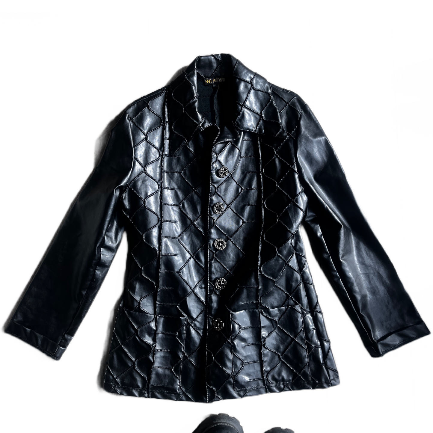 Vinyl & Cotton Faux Leather Italian Jacket M #4863