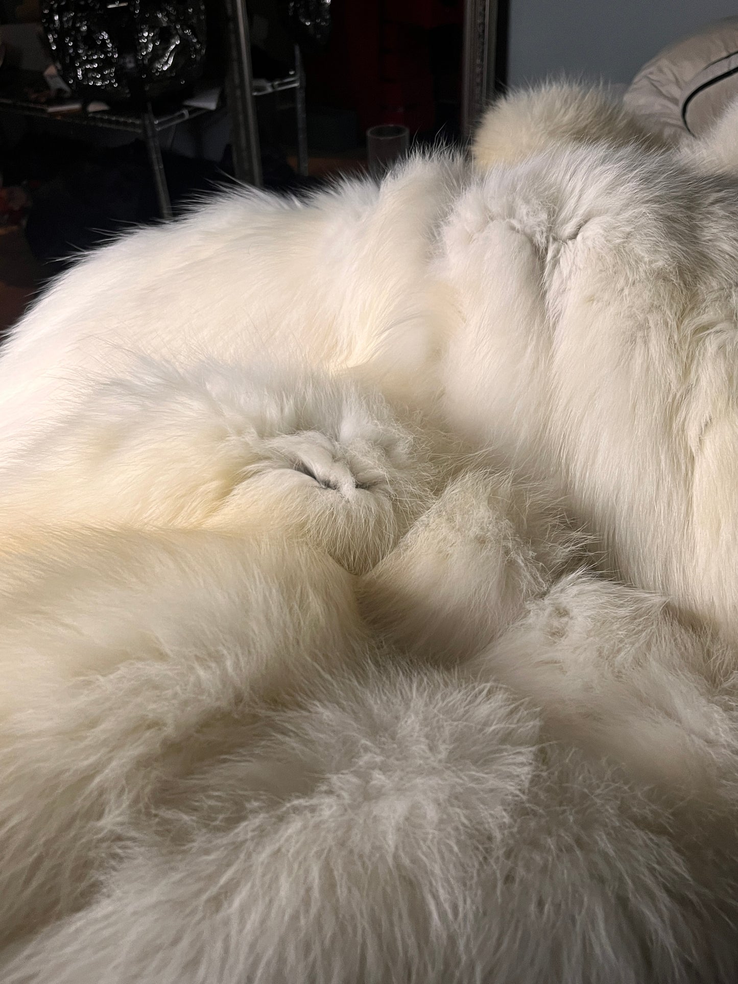 White Shadow Fox Fur Coat #11236