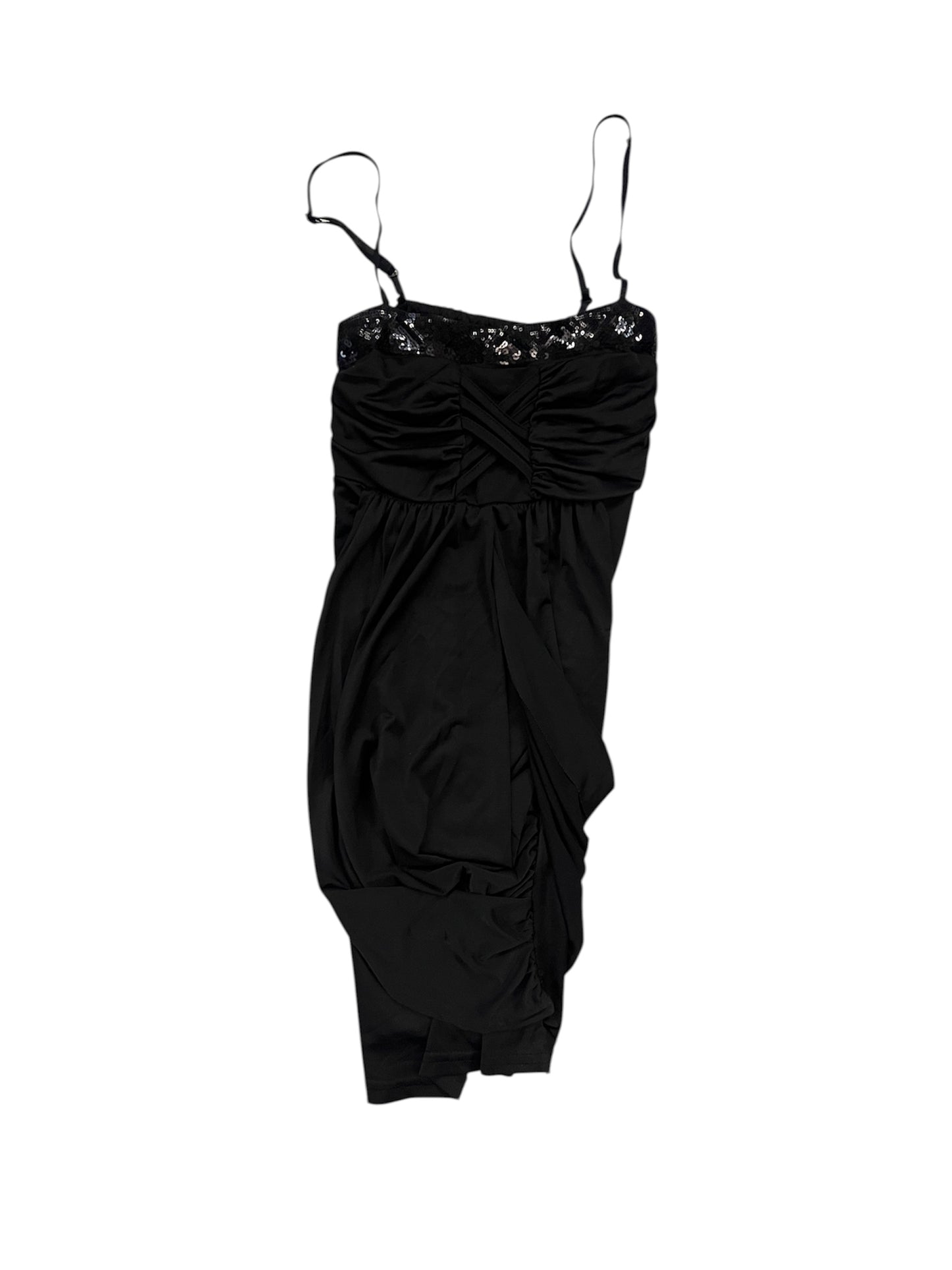 Black Draped Sequin Slip Dress #12136