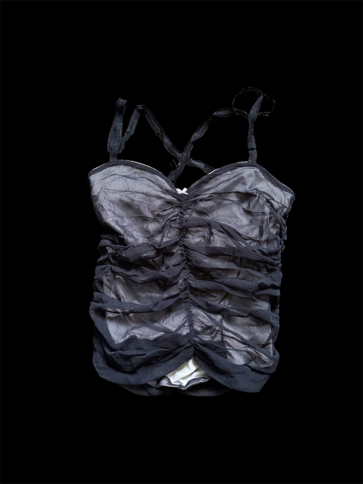 Kookai Black Sheer Ruched Cami Top #13551