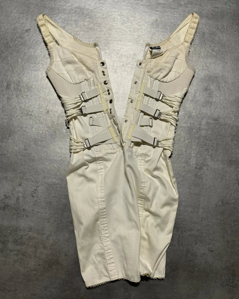 Dolce & Gabbana D&G Spring/Summer 2004 White Bondage Dress (Size S) #13772