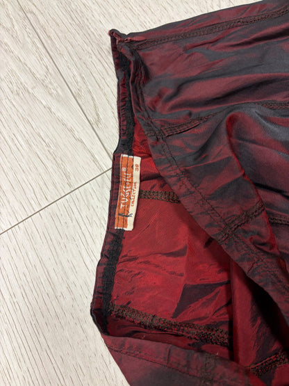 Burgundy Iridescent Panelled Midi Skirt #13333