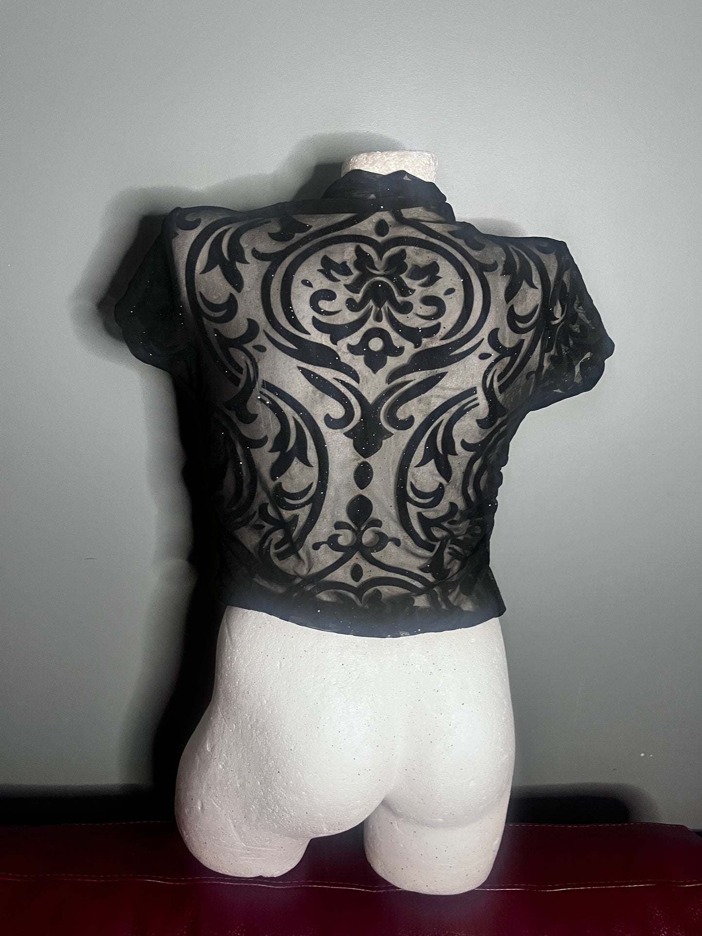 Black Tattoo Tribal Mesh Top #11086