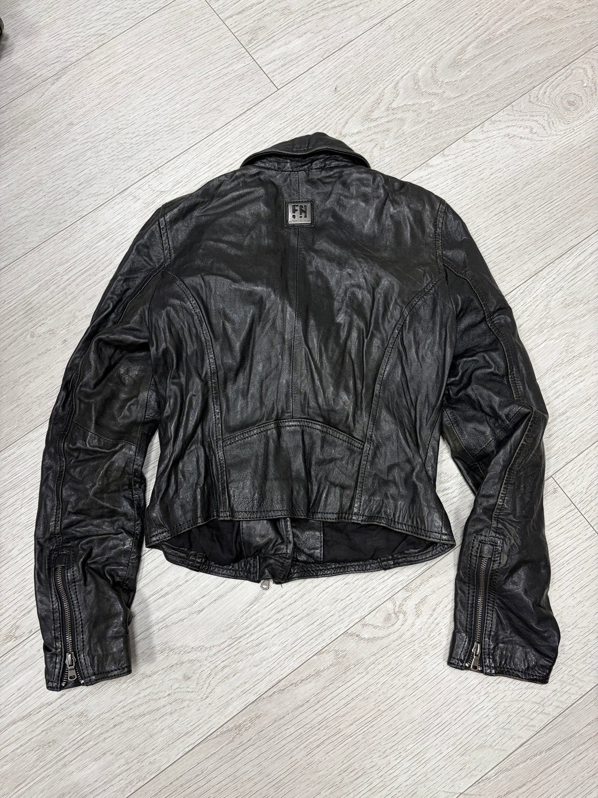 Freaky Nation Fitted Leather Biker Jacket #13325