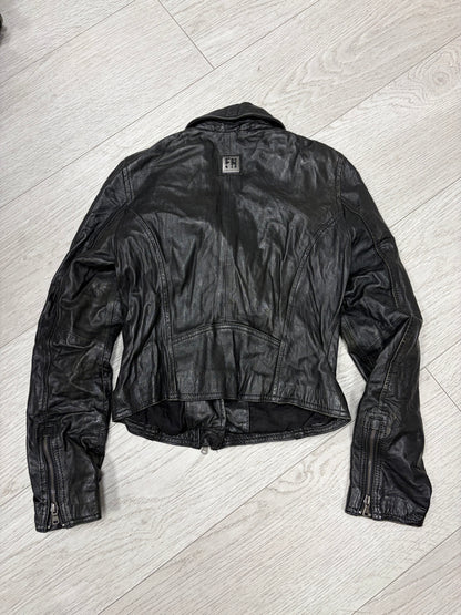 Freaky Nation Fitted Leather Biker Jacket #13325