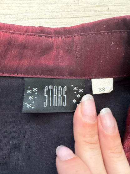 1990s Stars Burgundy Shimmer Blouse #13265