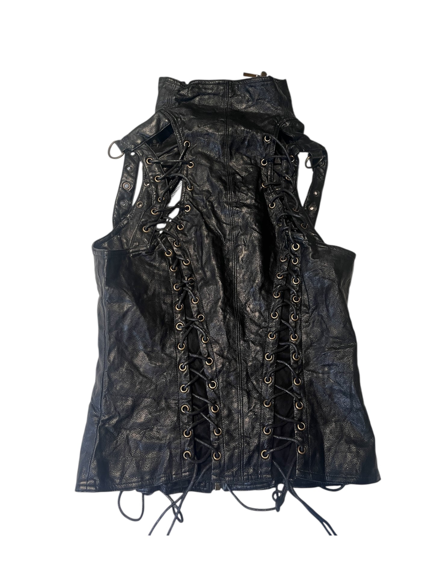 Punk Rave lace-up leather vest #11307