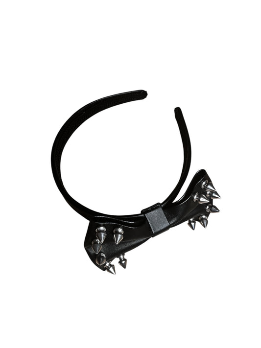 Leather Spiked Bow Headband #7438