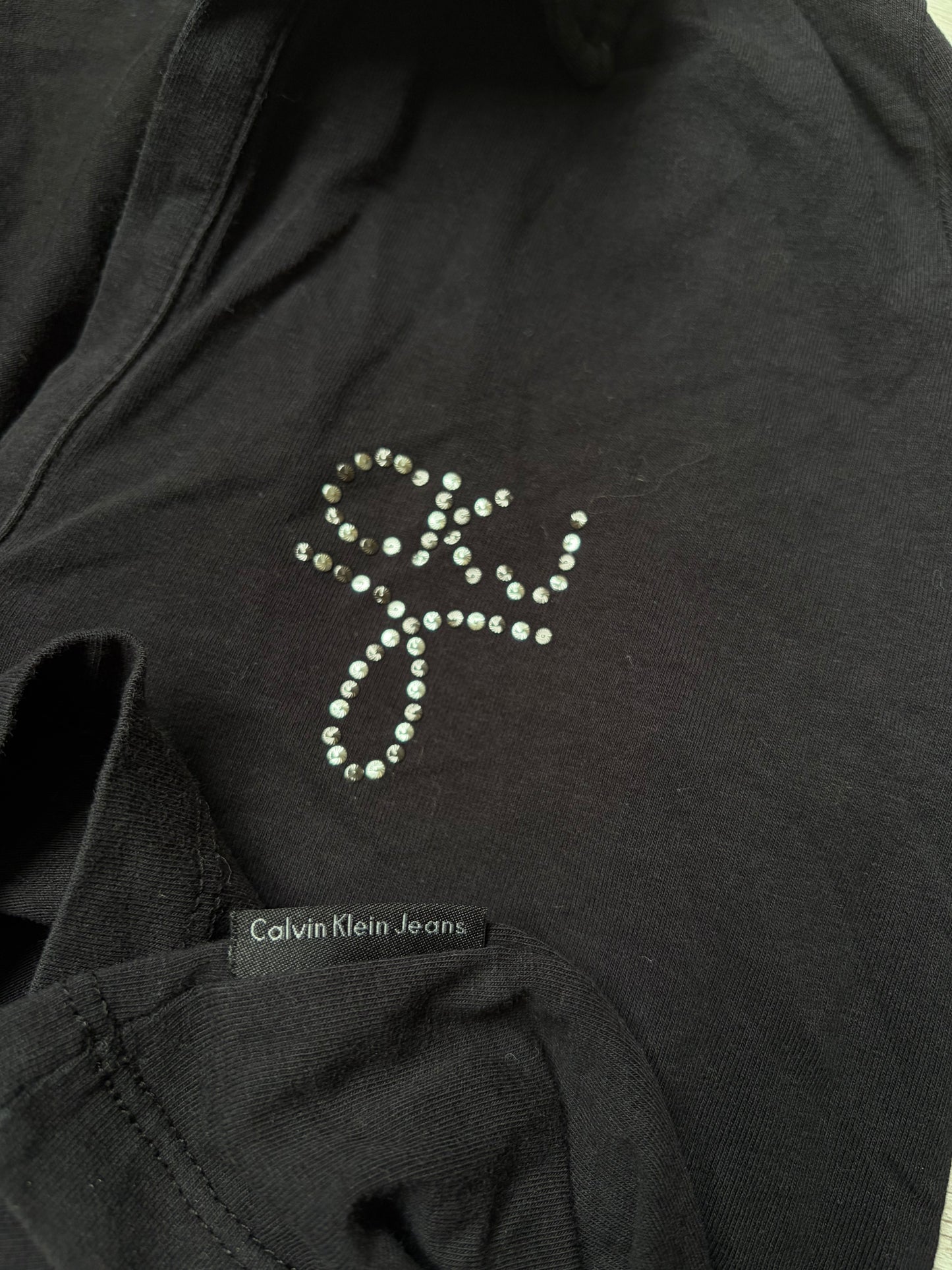 Calvin Klein Jeans Y2K Rhinestone Polo Top #13216