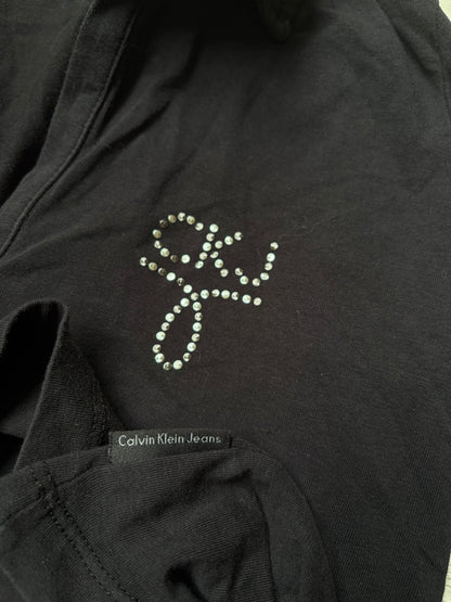 Calvin Klein Jeans Y2K Rhinestone Polo Top #13216