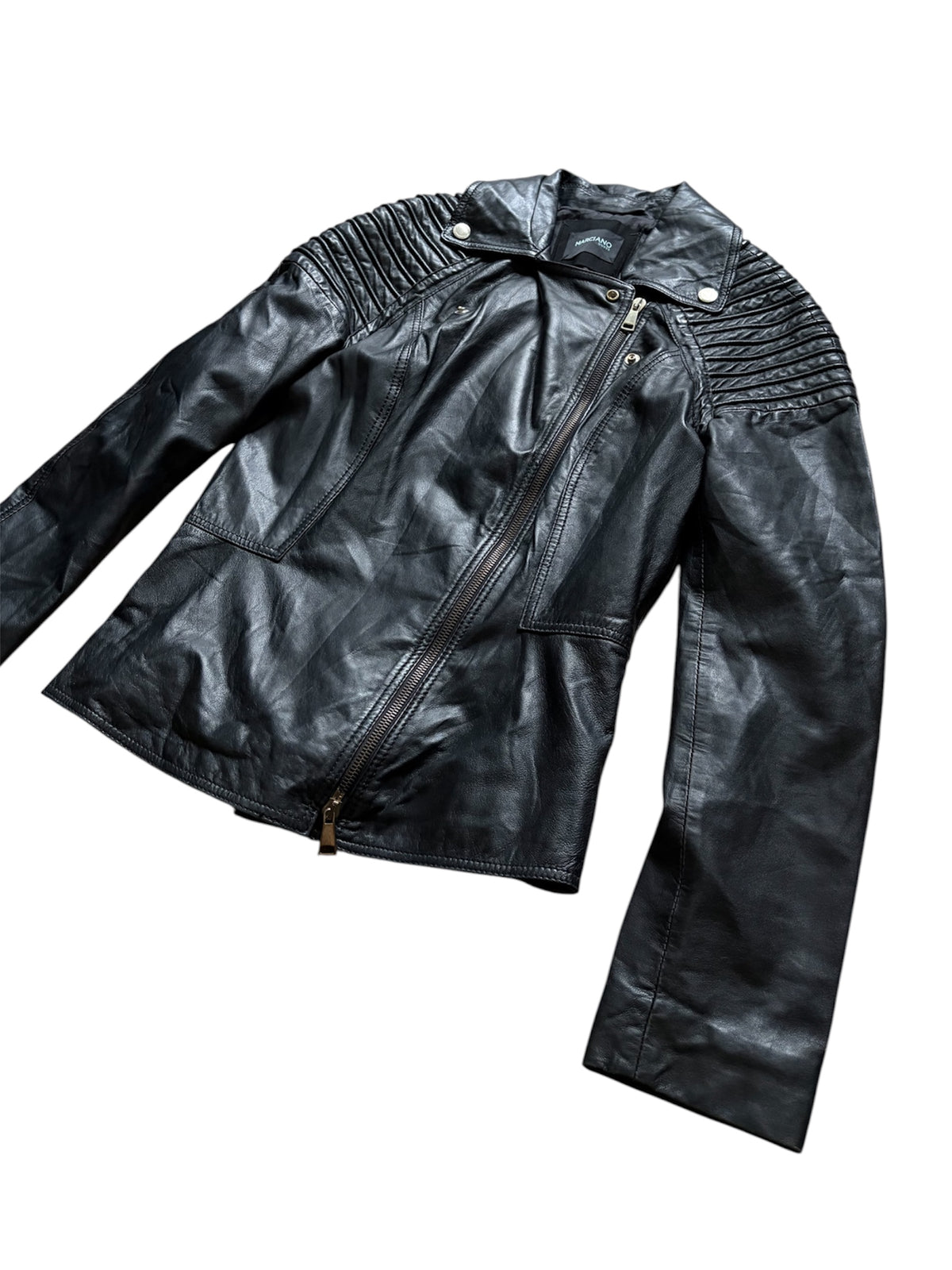 Marciano by Guess Black Lambskin Biker Jacket #13558