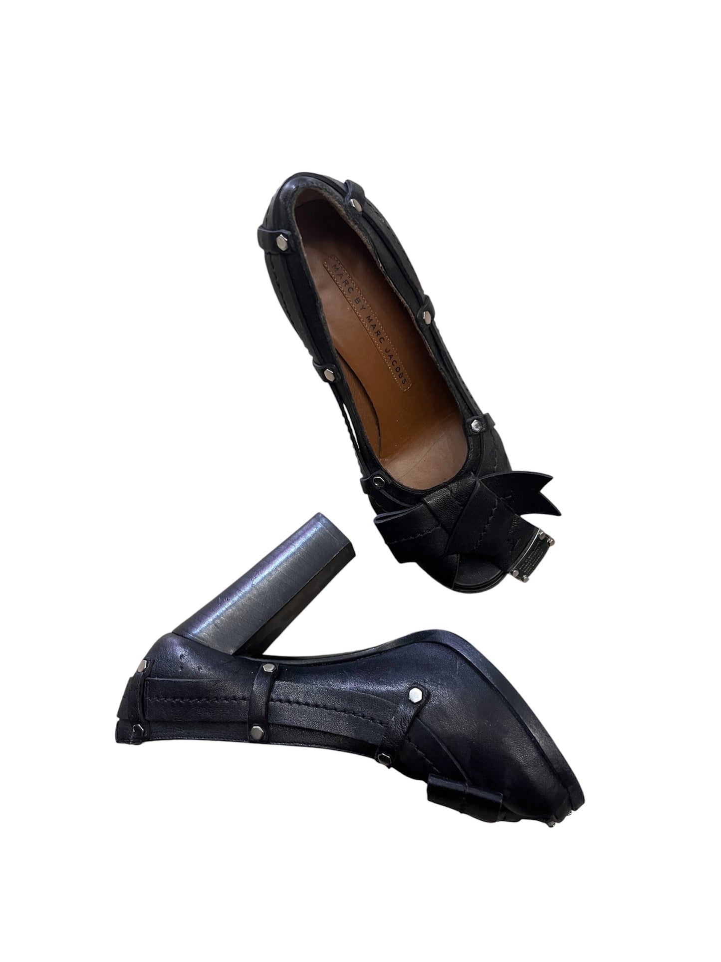 Marc by Marc Jacobs Studded Leather Peep Toe Heels #12733