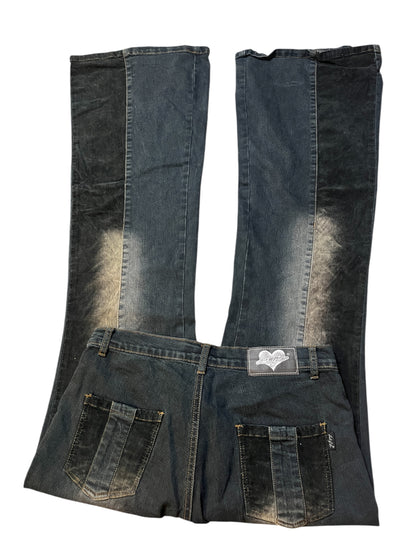 Let Go Patchwork Flare Jeans #11288