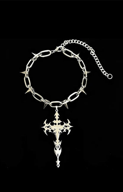 666999 Thorns x Extra large cyber Cross Choker #2578