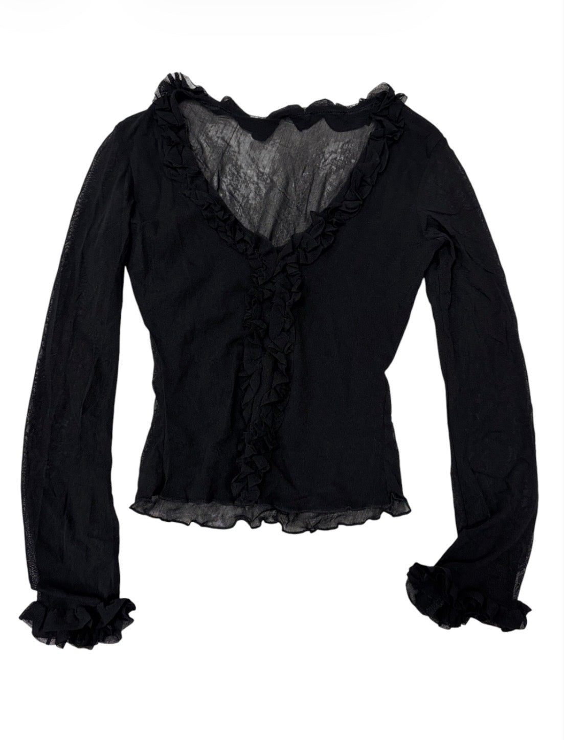 Vintage Romantic Ruffle Mesh Top #13351