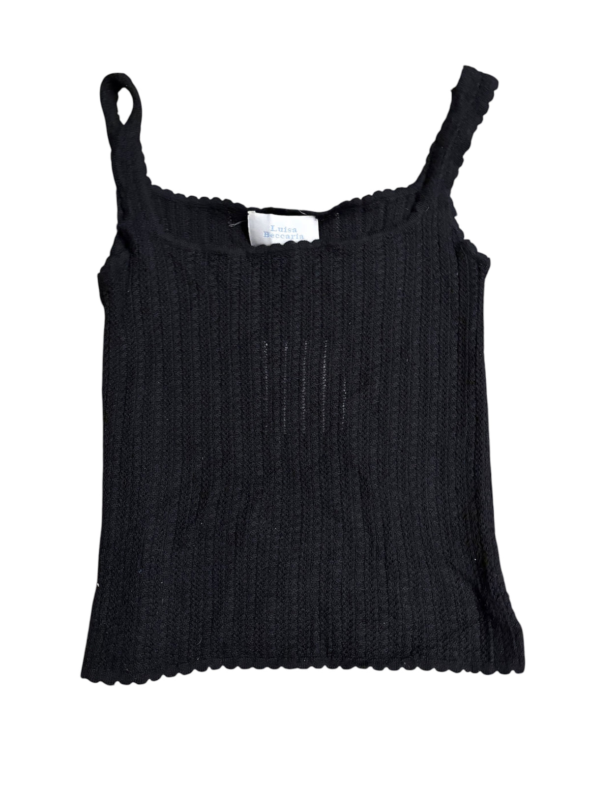 Luisa Beccaria Black Scalloped Knit Tank Top #13572