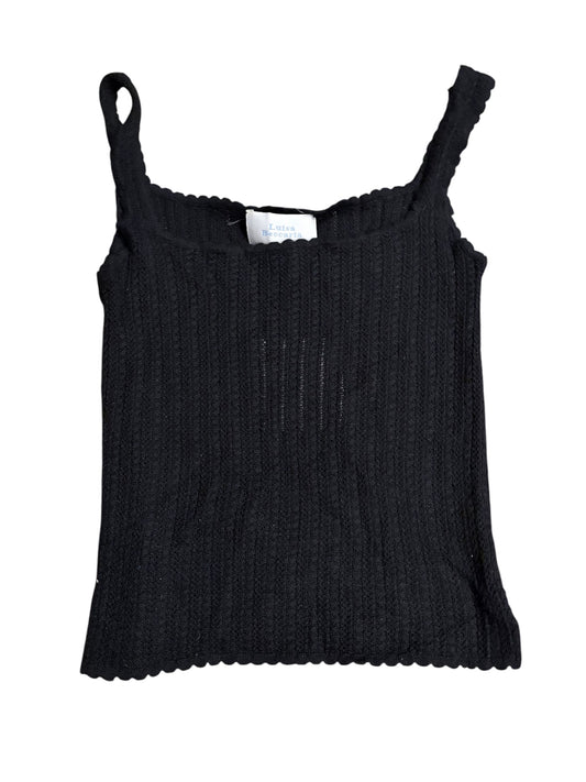 Luisa Beccaria Black Scalloped Knit Tank Top #13572