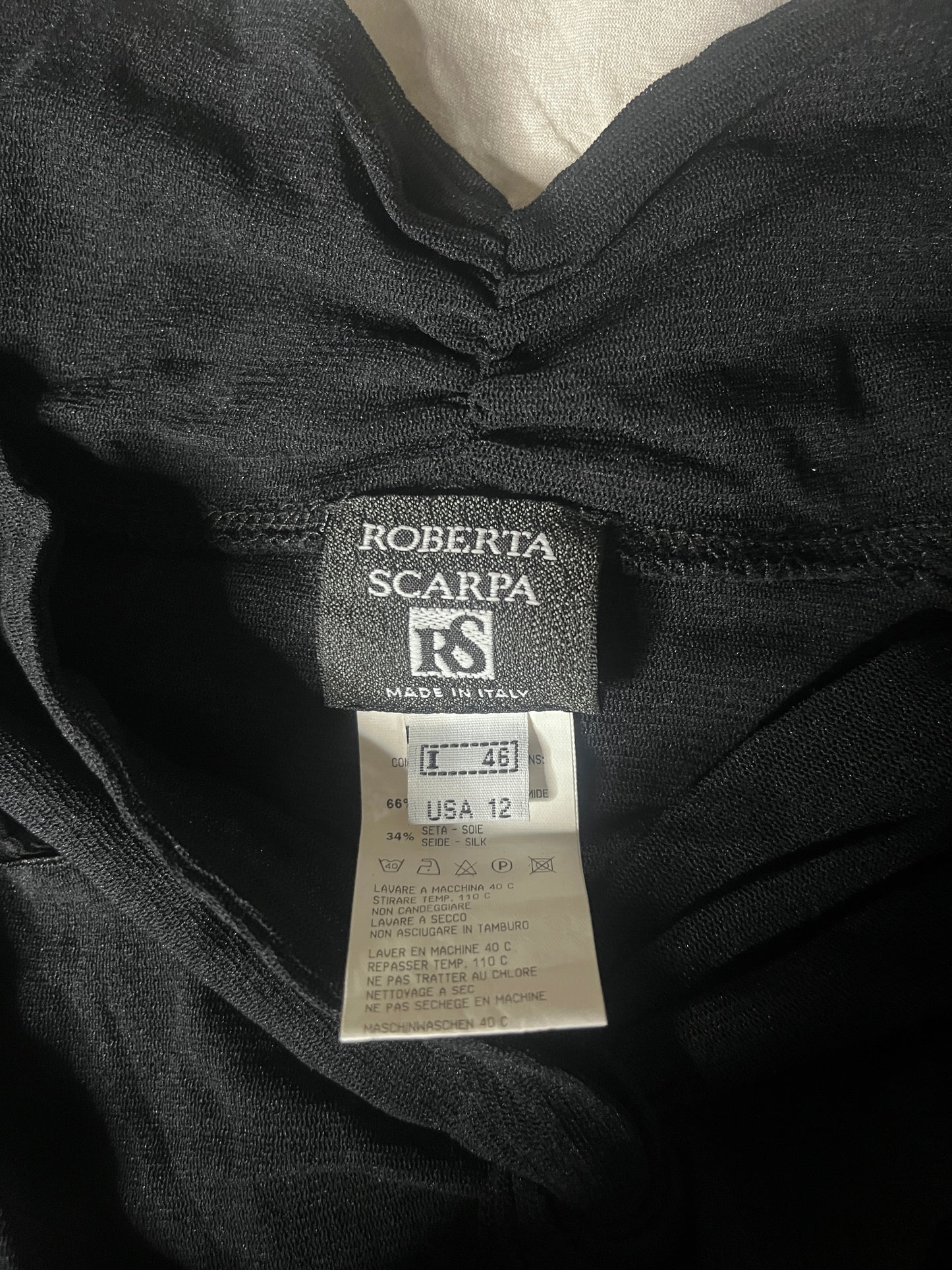 Roberta Scarpa black silk fairy top – made in Italy #11090
