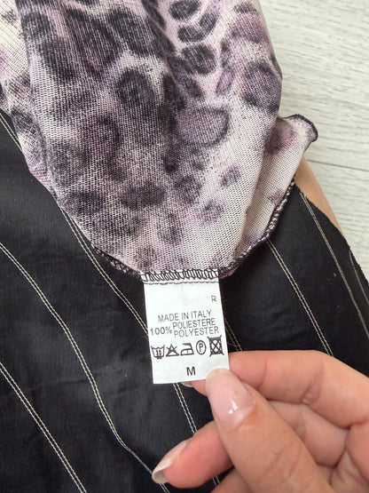 Tiziana Leopard-Print Mesh Turtleneck Top #13202