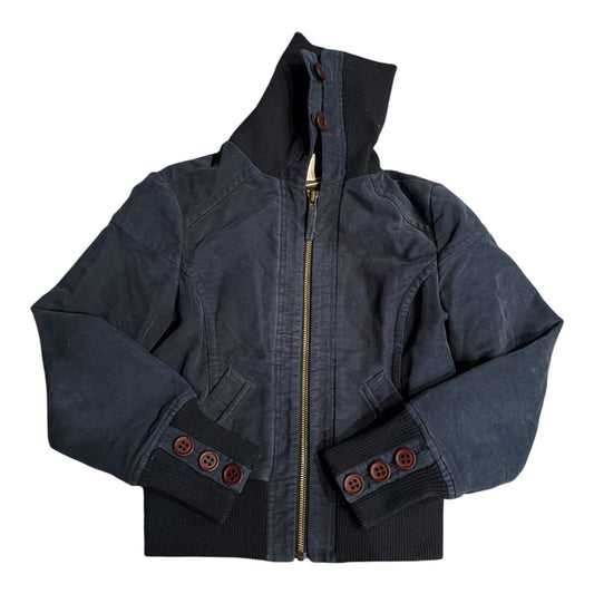 Guru Navy High Collar Bomber Jacket #13586