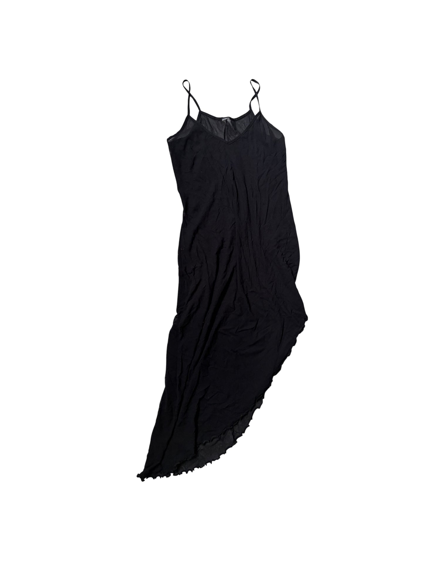 Asymmetric Sheer-Back Maxi Dress #13198