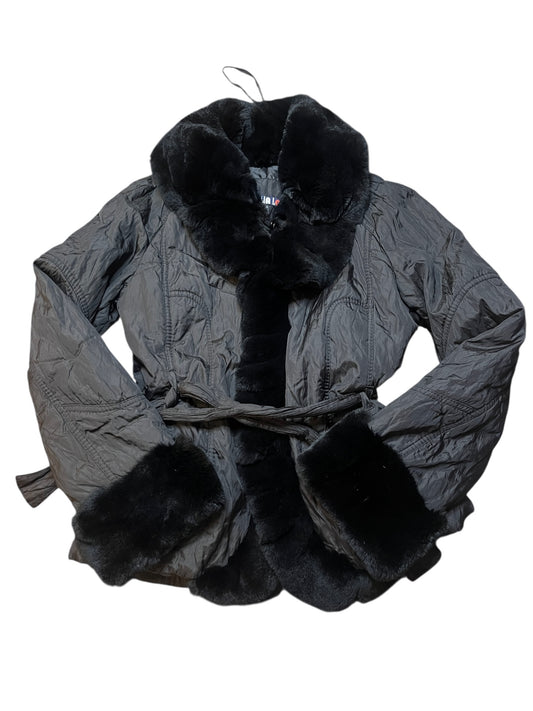 Giulia LG Rex Rabbit Fur Trimmed Belted Jacket (Made in Italy) #11291