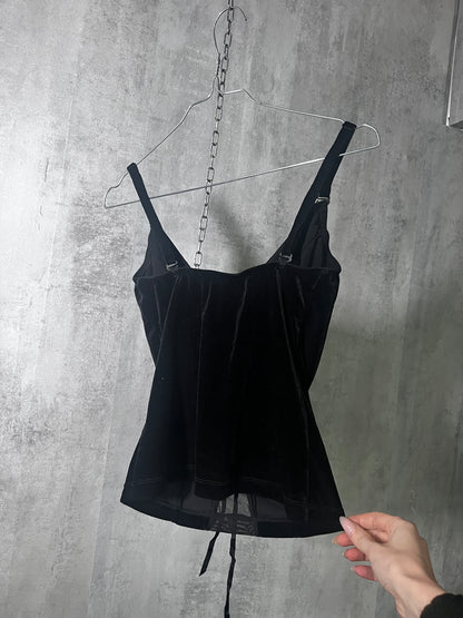 2000s goth–romantic / velour corset top #10742
