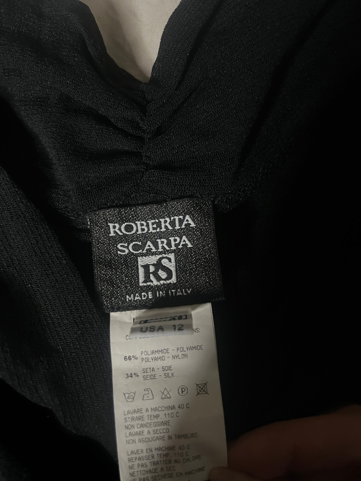 Roberta Scarpa black silk fairy top – made in Italy #11090