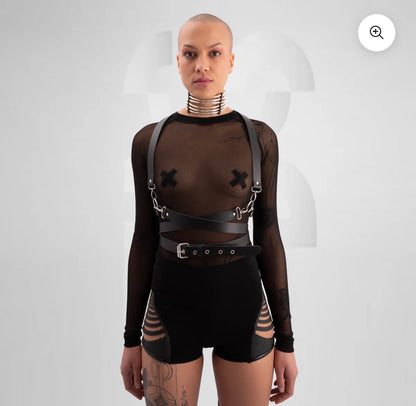 Studio Monika Jaun Black Cross-Strap Body Harness — Only for Rent