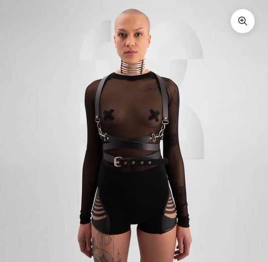 Studio Monika Jaun Black Cross-Strap Body Harness — Only for Rent