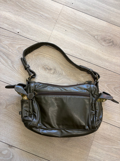 Benetton Olive Green Multi-Pocket Shoulder Bag #13625