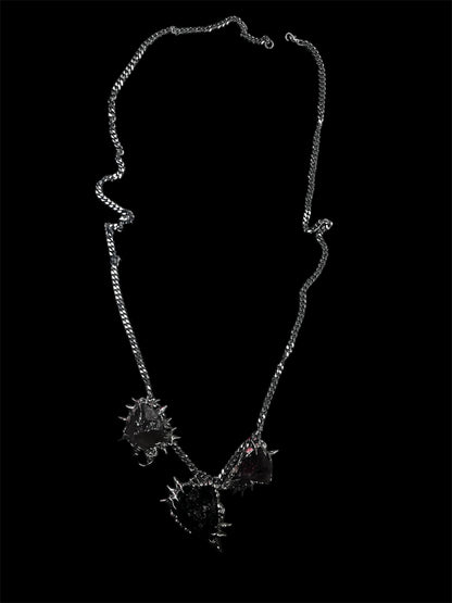 Triple Obsidian Spike Collar #10769