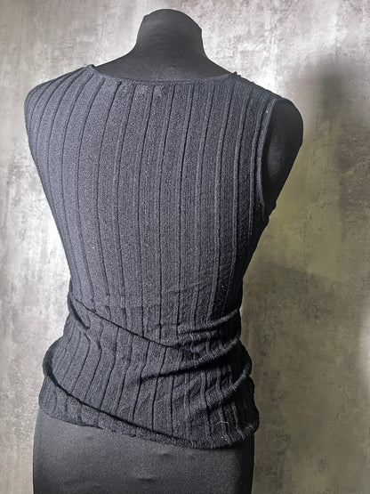 Black Asymmetrical Knit Top #10524