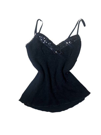 Black Sequin-Trim Knit Camisole Top #11605