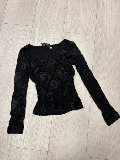 Black Burnout Velvet Top #13326