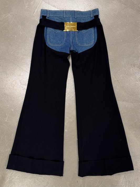 Dolce & Gabbana SS2001 Western Hybrid Wool & Denim Pants — Only for Rent