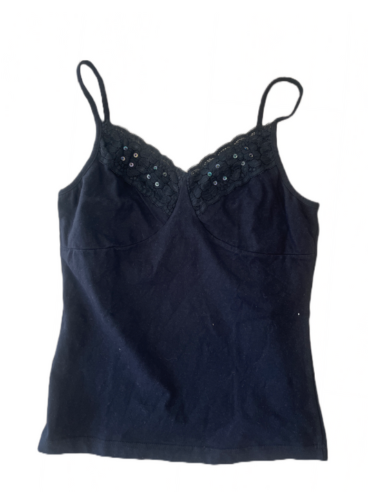 Black Cotton Cami Top M/L #4746