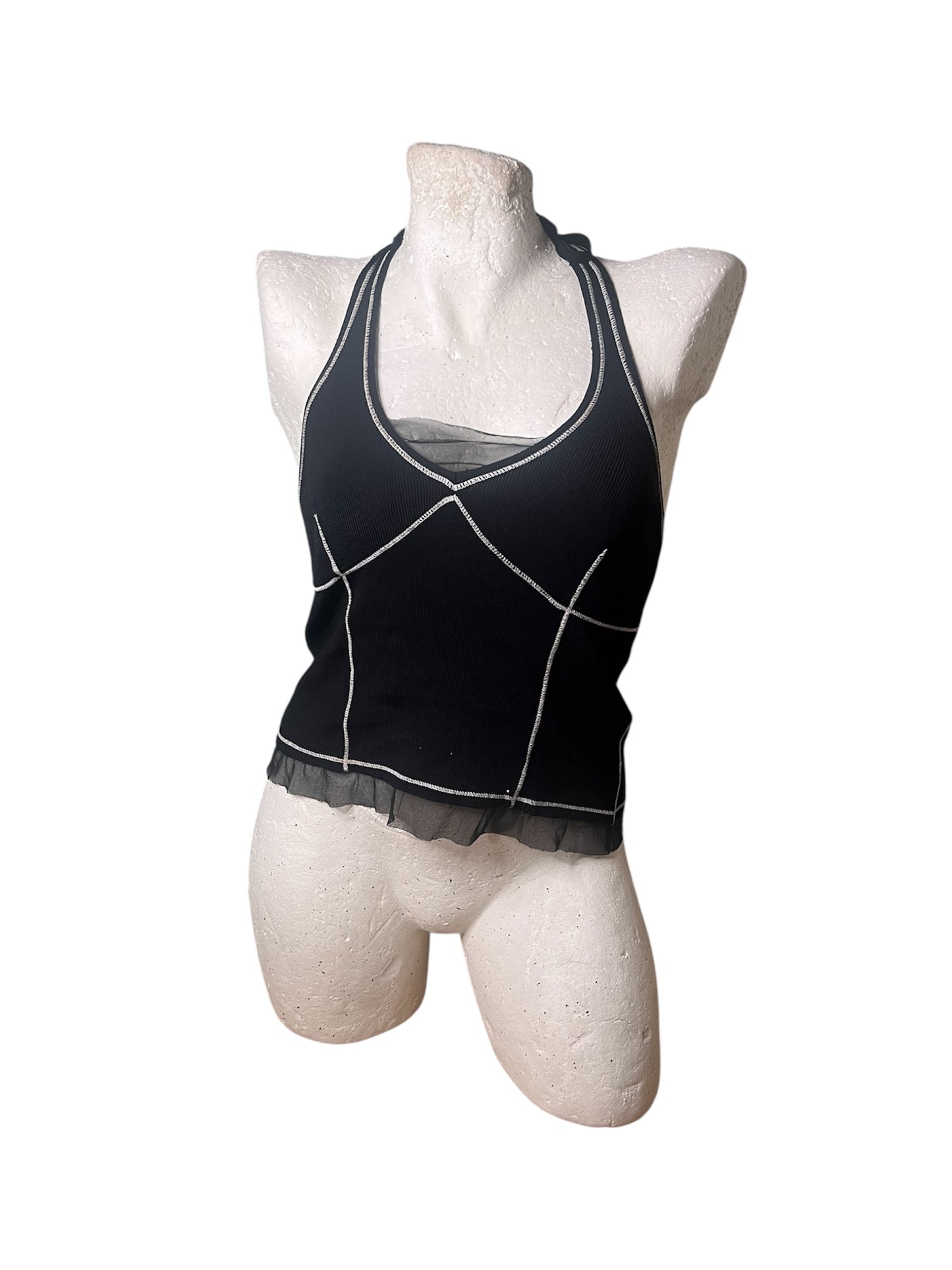 Liu Jo Black Halter Top with Contrast Stitching #11607