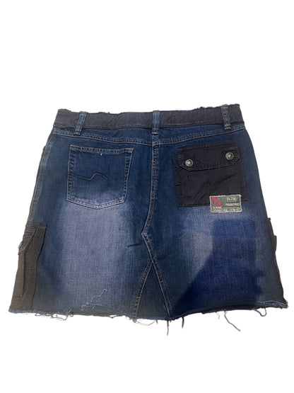 Y2K Cargo Patchwork Denim Mini Skirt #11822